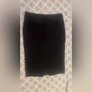 Made in Italy Artigli Elegant Black Midi Skirt with studded sides size 6